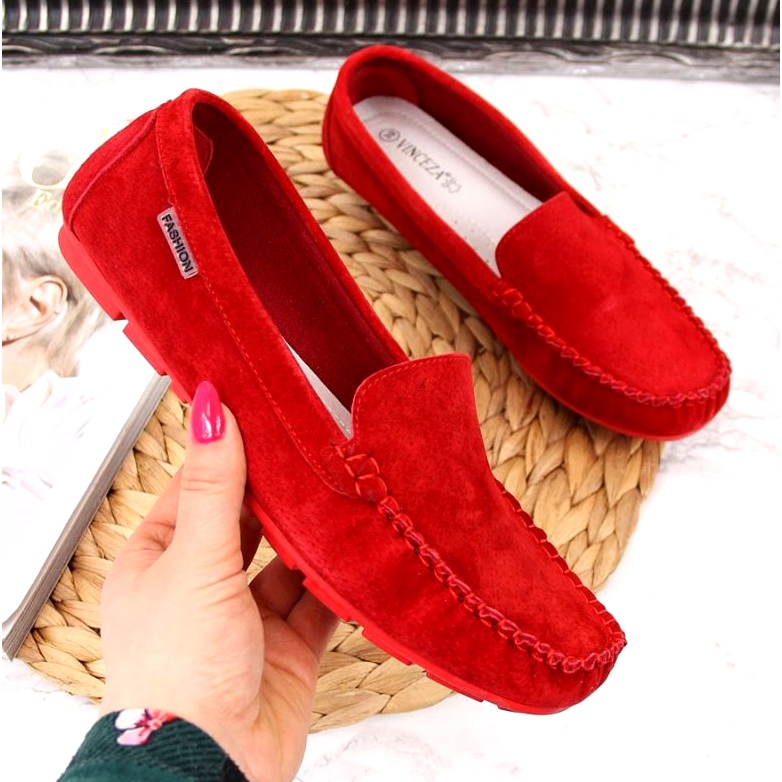 Red Leather Loafers In Vinceza 1