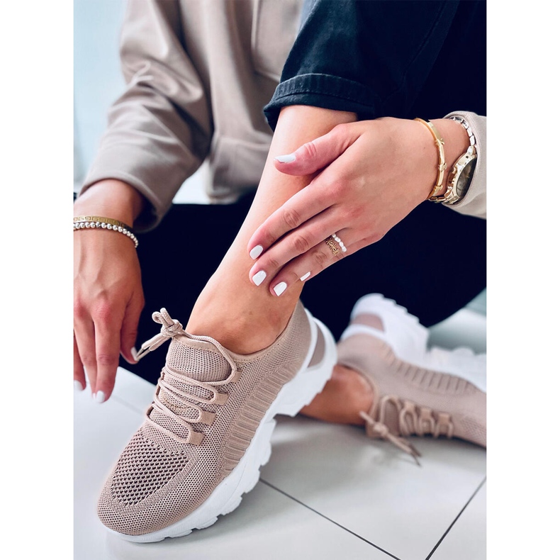 Thorne Khaki sock sneakers beige 1