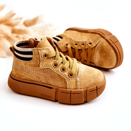 PA1 Children's High Sneakers With A Camel Boone Zipper yellow 3