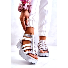 PS1 Leather Sandals With Strips Silver Minorite 1