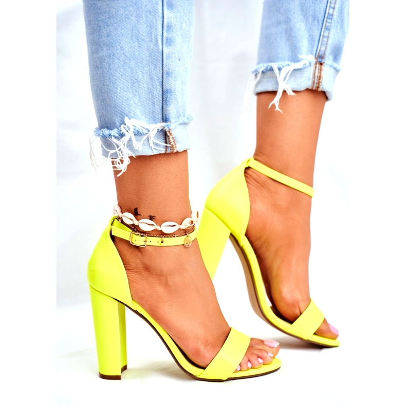 ADY Women's Sandals On A Heel Yellow Neon Anastasie 1