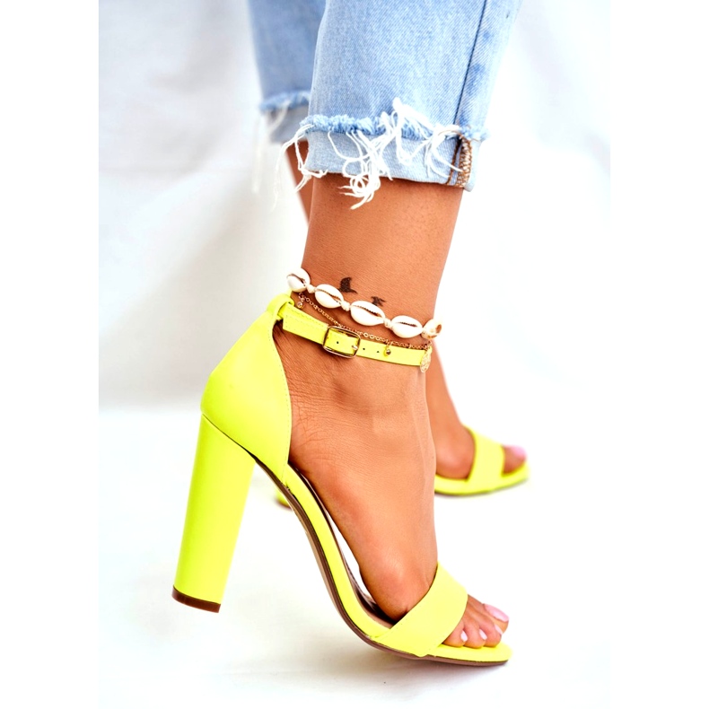 ADY Women's Sandals On A Heel Yellow Neon Anastasie 2