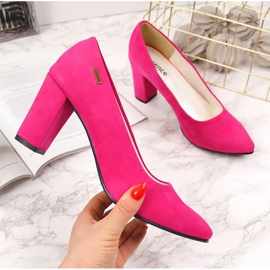 Pumps on the post suede fuchsia Monique pink 2