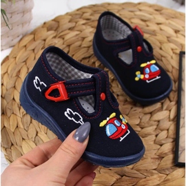 Boys' home slippers for kindergarten navy blue Nazo 1