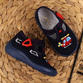 Boys' home slippers for kindergarten navy blue Nazo 2