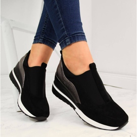 Women's wedge sneakers black and silver Vinceza 1