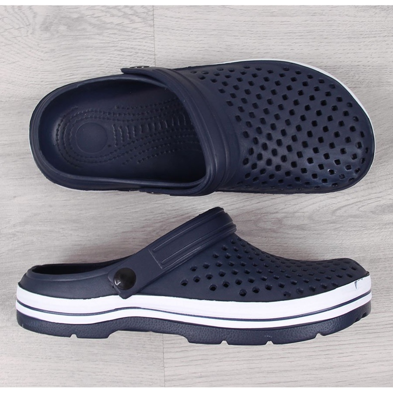 Men's navy blue foam openwork slippers NEWS 1