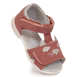 Girls' sandals with Velcro pink cats Kornecki 6305 1 Girls' sandals with Velcro pink cats Kornecki 6305 1