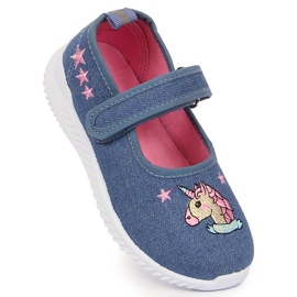 Girls' Atletico unicorn ballerinas sneakers blue 1