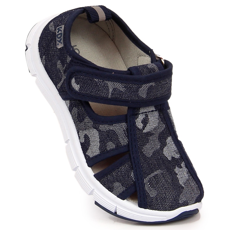 Boys' sneakers with velcro openwork Atletico camo navy blue blue 1
