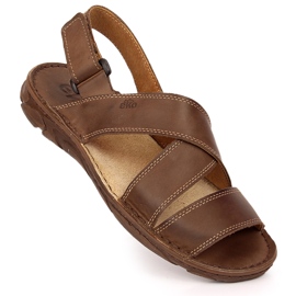 EKO Brown leather men's sandals with velcro ECO 1 EKO Brown leather men's sandals with velcro ECO 1