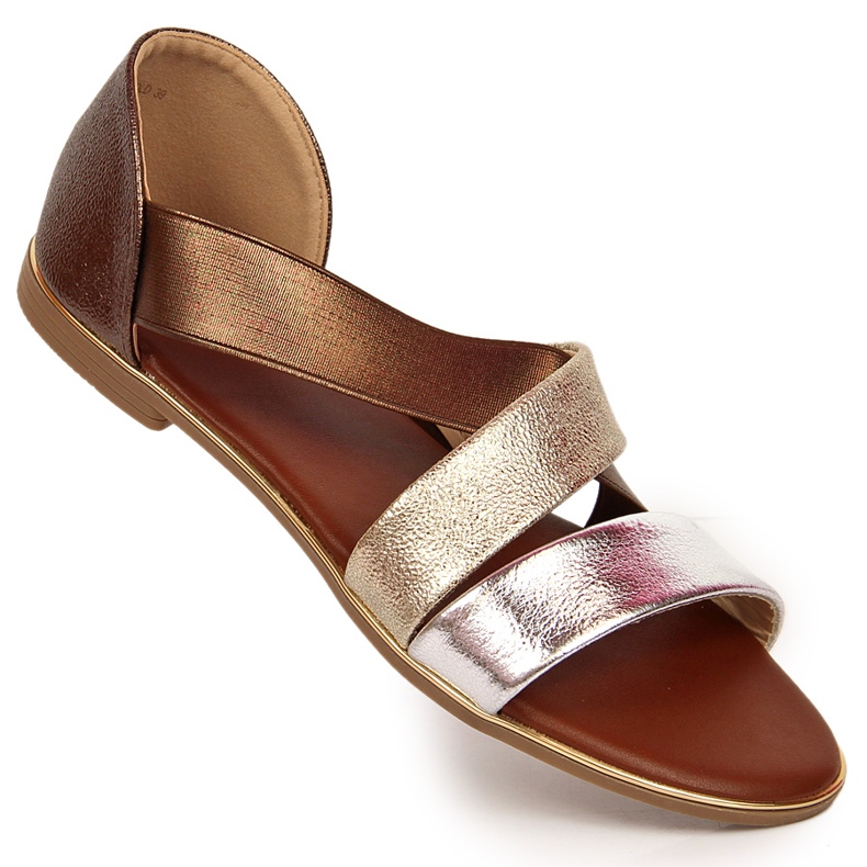 Women's sandals with an elastic band, gold Jezzi golden 1