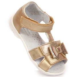 Girls' sandals with golden velcro Kornecki 6309 1