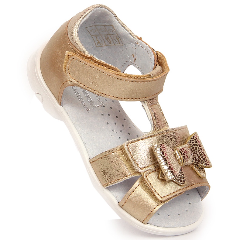 Girls' sandals with golden velcro Kornecki 6309 1