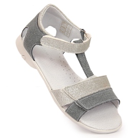 Girls' sandals with velcro silver Kornecki 6323 grey 1