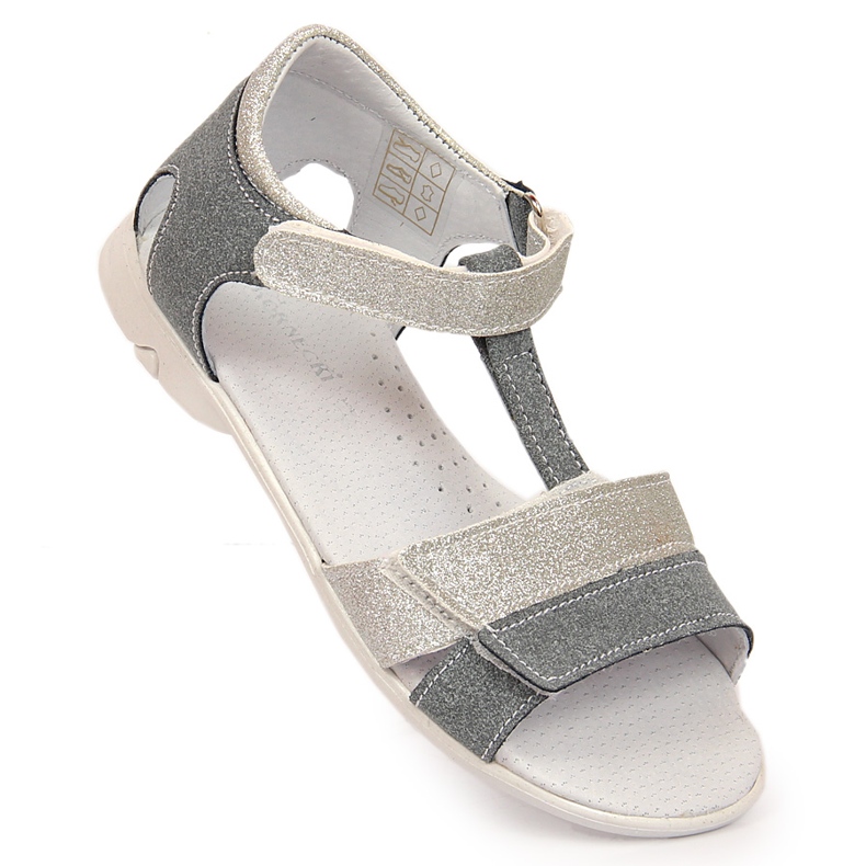 Girls' sandals with velcro silver Kornecki 6323 grey 1