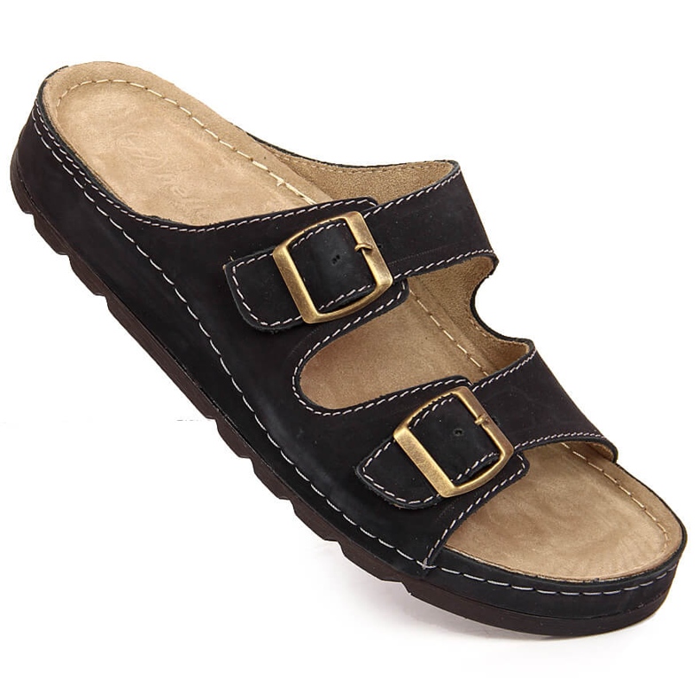 Black Helios 813 black comfortable men's leather slippers 1 Black Helios 813 black comfortable men's leather slippers 1