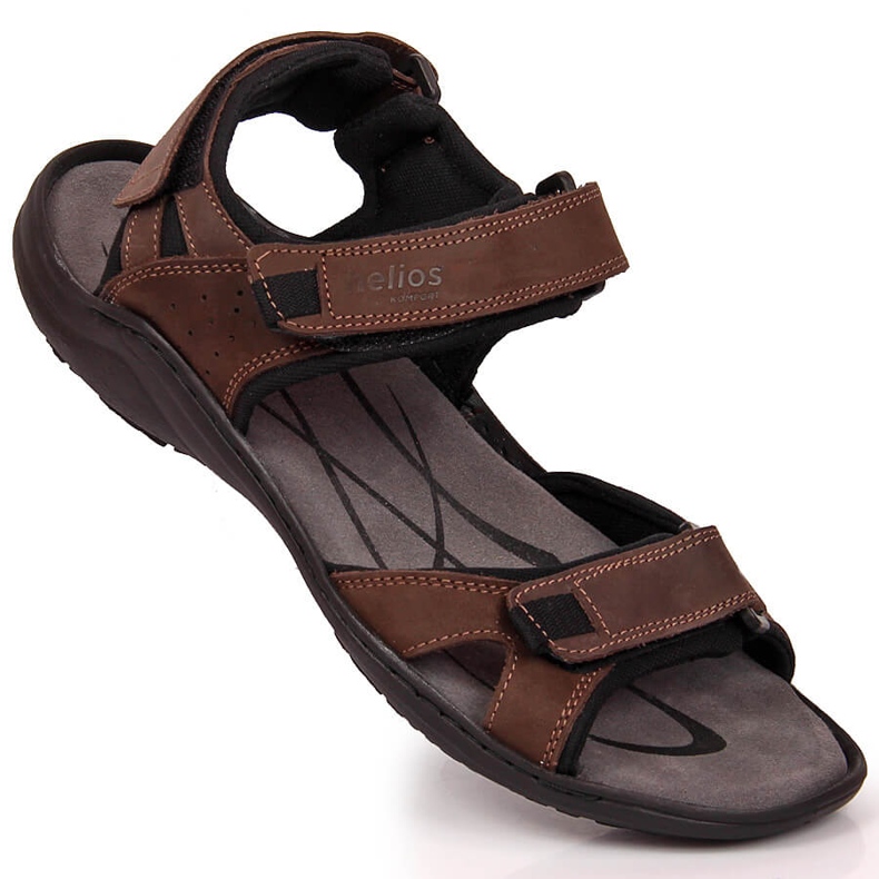 Leather men's sandals with Velcro brown Helios 854 1 Leather men's sandals with Velcro brown Helios 854 1