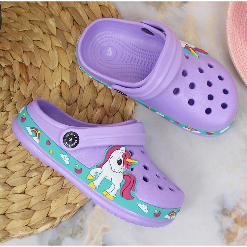 American Club violet slippers with a unicorn 2