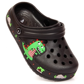 Black American Club Cokes slippers with a dinosaur 1