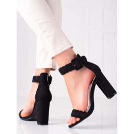 SHELOVET Suede Sandals On A Bar black 2