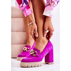 Fashionable Pumps On The Platform And A Bar Lewski Shoes 3197 Fuchsia pink 4