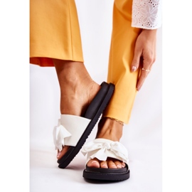 PJ1 Classic Women's Leather Slippers With A Bow White Dessy 2