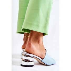 PA2 Leather Women's Slippers On Heel Blue Perry 1 PA2 Leather Women's Slippers On Heel Blue Perry 1