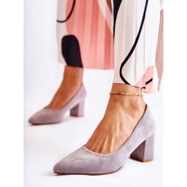 PS1 Classic Suede Pumps On A Gray Lency Heel grey 1