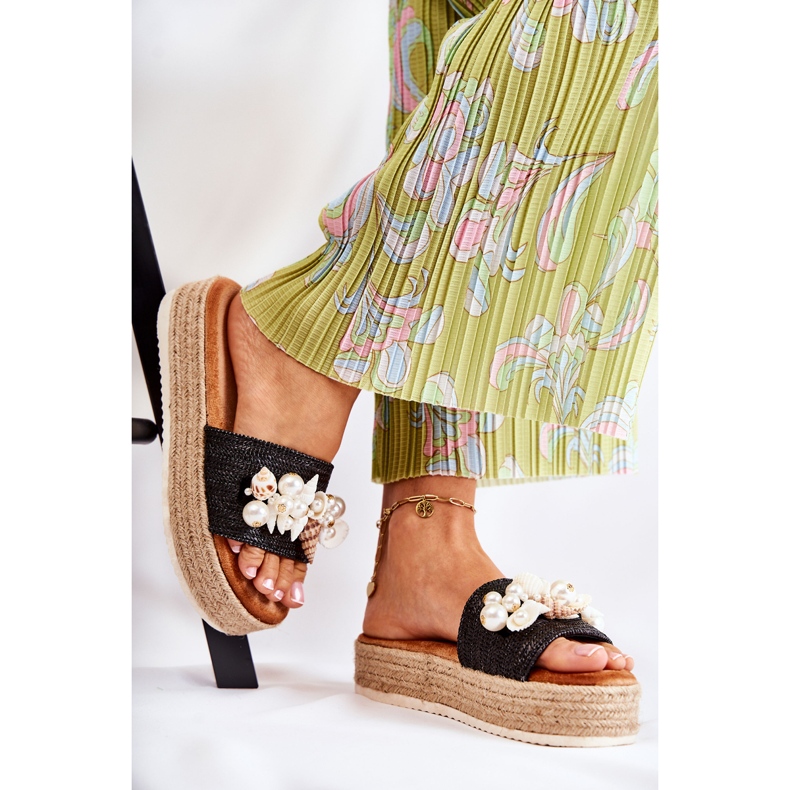 PS1 Women's Slippers On The Platform With Shells Black Tolia 1