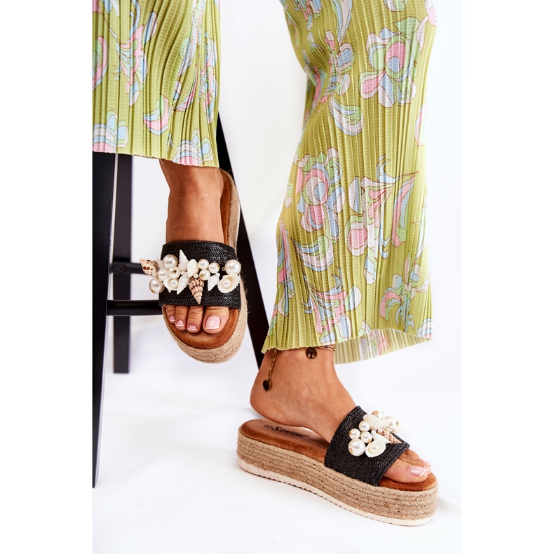 PS1 Women's Slippers On The Platform With Shells Black Tolia 2