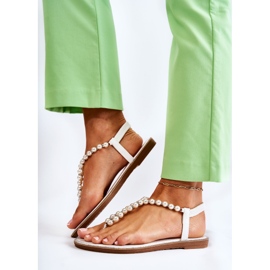 PG1 Fashionable Sandals Flip-flops With Pearls White Isalia 2