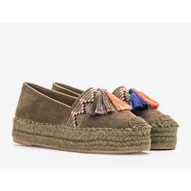 Green espadrilles on the Pisquid platform khaki 1