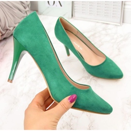 Pumps on a suede green stiletto heel W Sergio Leone 2