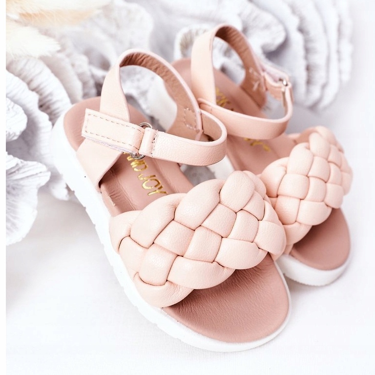 Girls' sandals with pink braid 4