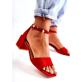 PS1 Suede Women's Sandals On High Heel Red Luciana 3
