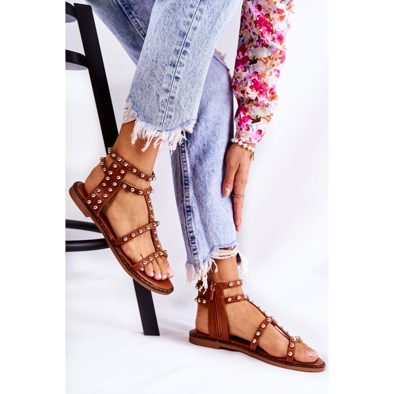 PG1 Women's Sandals With Studs Brown Cavos 1