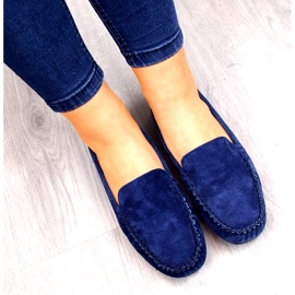 Navy blue leather loafers W Vinceza 2