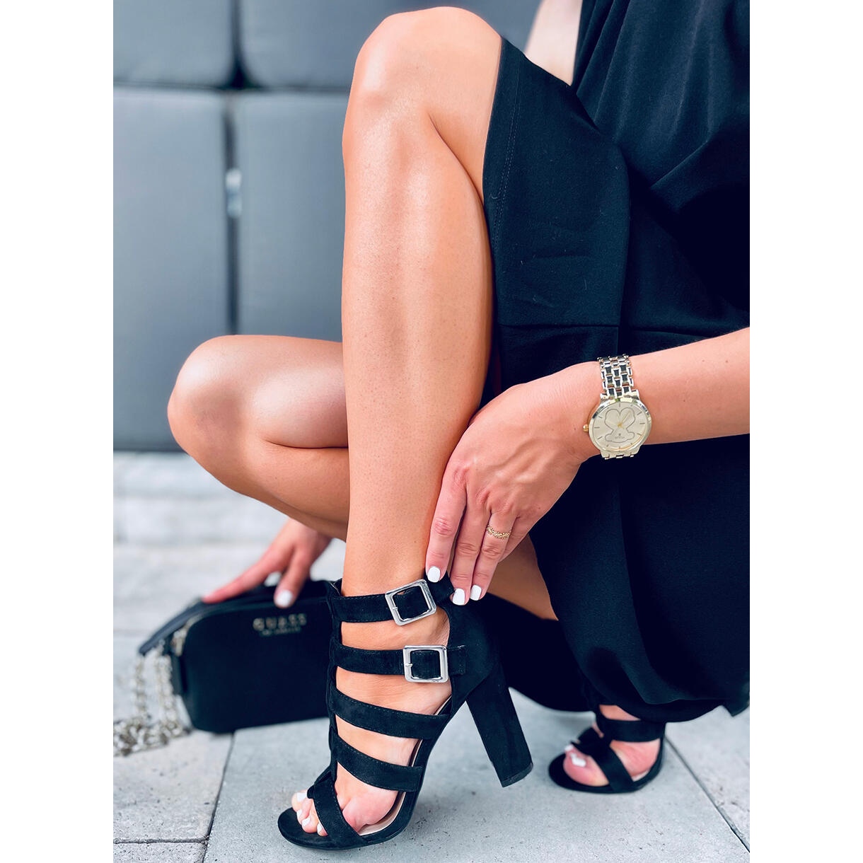 Macy Black high heeled sandals KeeShoes