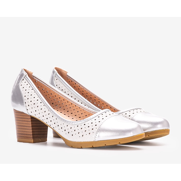 Alexandria silver openwork pumps 1
