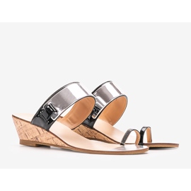 Black open wedge slippers Trentino 1