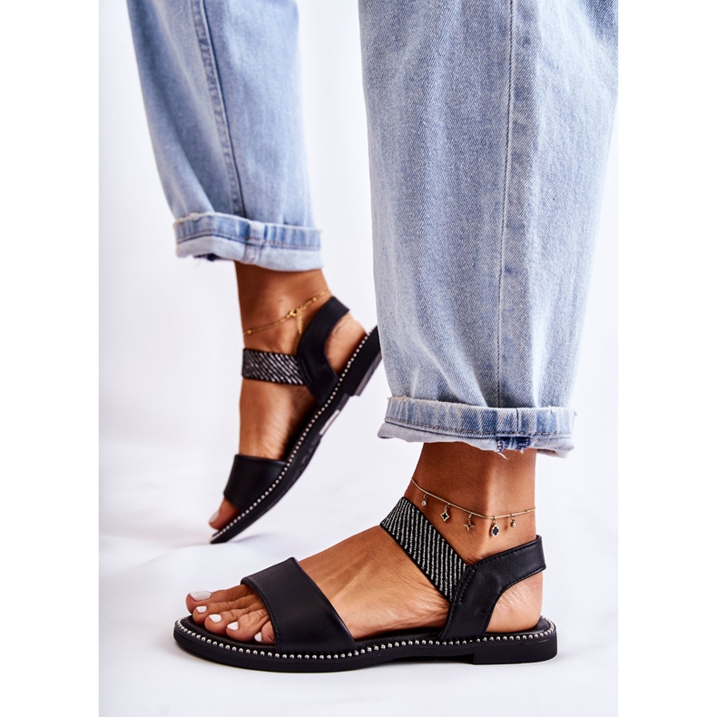 PE1 Women's Classic Sandals On A Flat Heel Black Catis 2