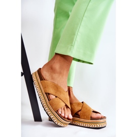 PG1 Women's Suede Slippers On The Camel Jossie Platform brown 1