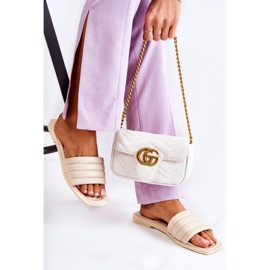 PG1 Women's Leather Slippers With Quilting Beige Raula 2