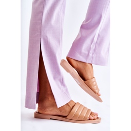 PG1 Women's Leather Slippers With Quilting Dark Beige Raula 2