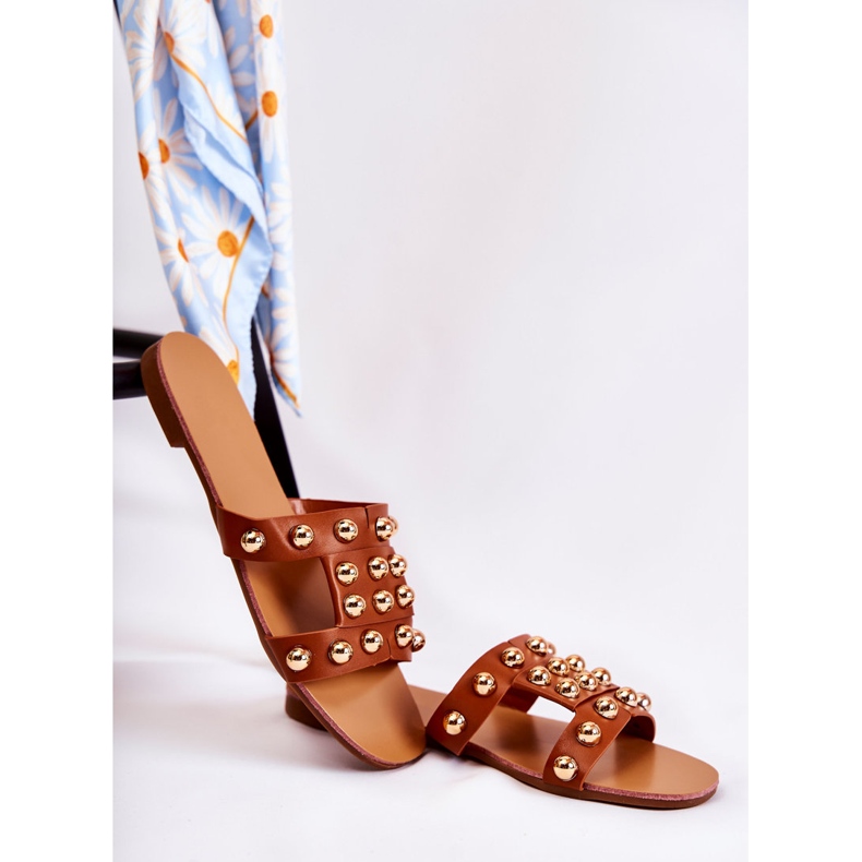 PG1 Women's Classic Slippers With Ornaments Brown Scotlyn 1