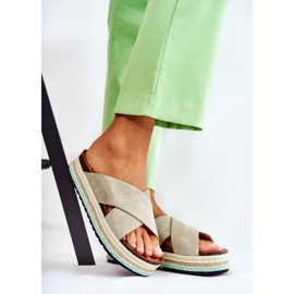 PG1 Women's Suede Slippers On The Green Neriko Platform 1