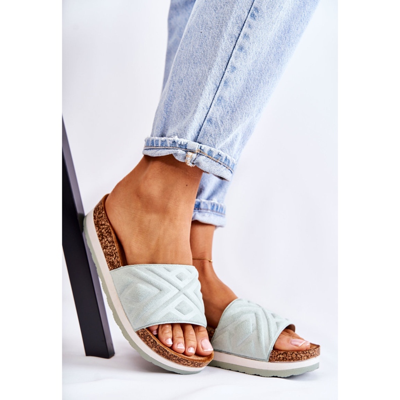 PG1 Women's Suede Slippers On A Massive Green Heritta Platform 1