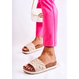 PG1 Women's Suede Slippers On A Massive Platform Beige Heritta 2
