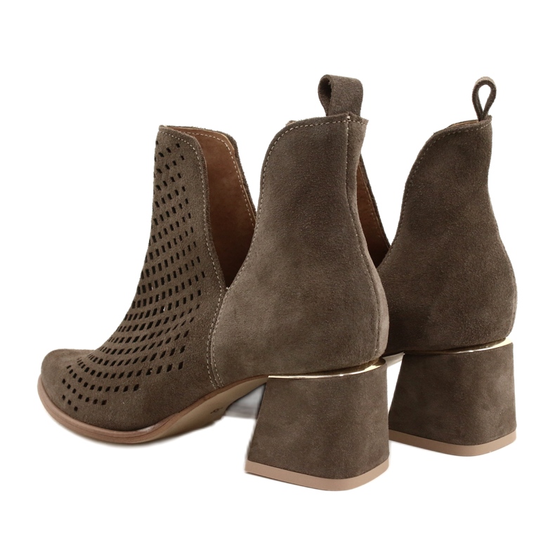 Suede Openwork Boots Lewski Shoes 3165 earth velor brown 6